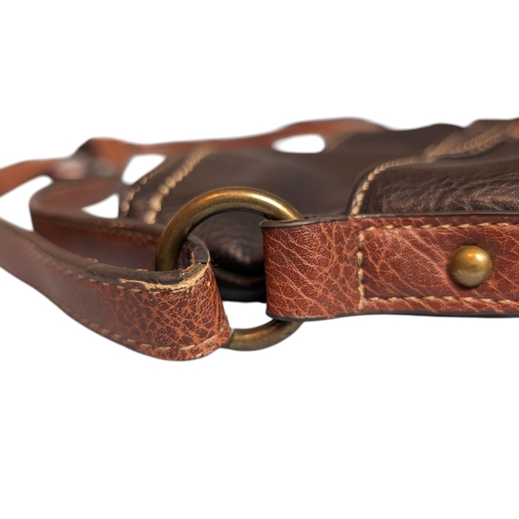 b.o.c. Black and Brown Leather Shoulder Bag Crossover Strap Full Size Purse - Picture 9 of 16